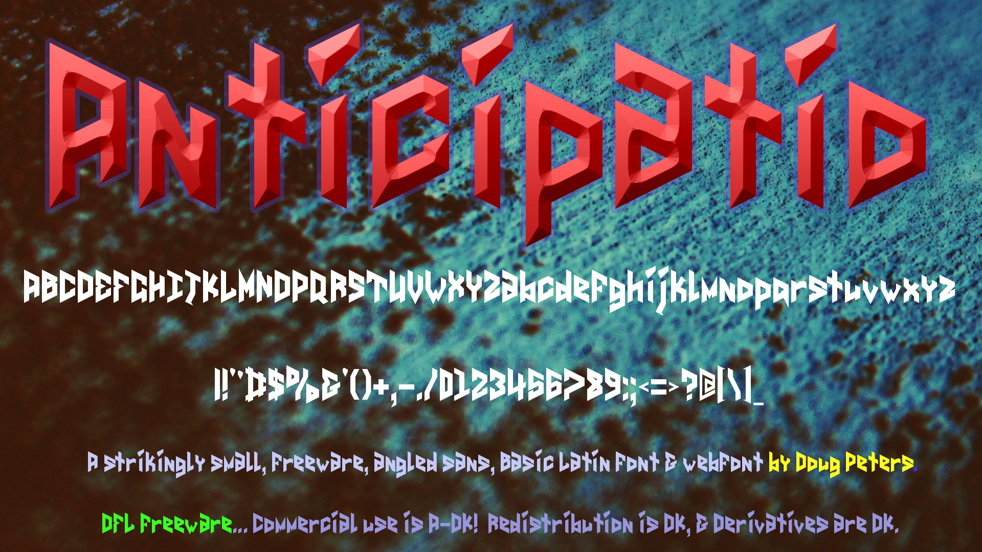 Anticipatio OFL freeware font characters sampling